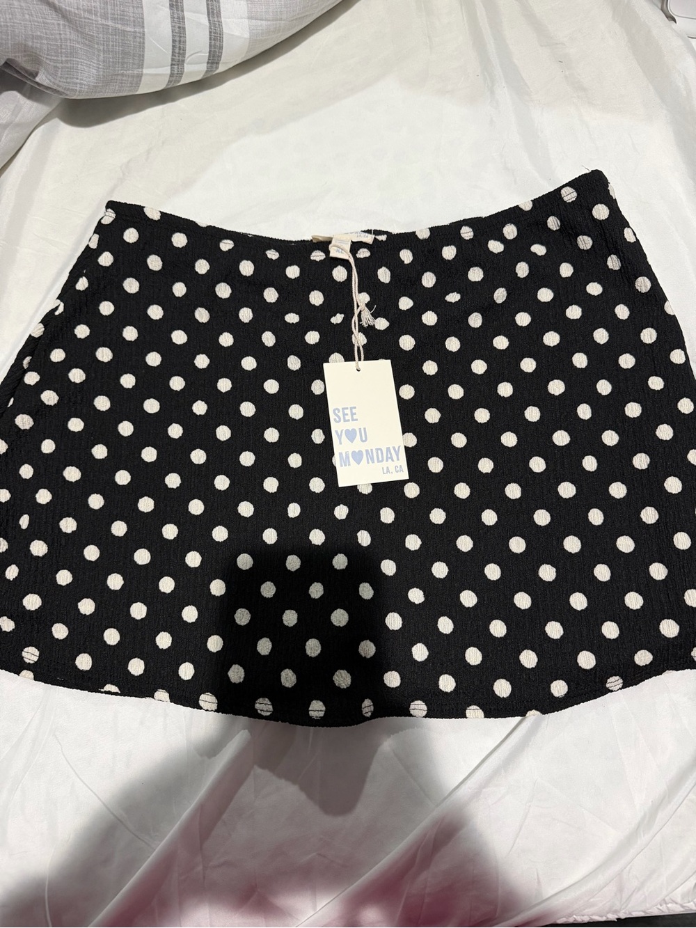 See You Monday Black & White Polka Dot Skater Mini